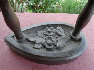 Late 1800 Antique Cast Iron Sad Iron Flat Iron Deeply Carved Flowers