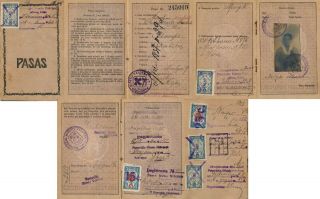 Lithuania 1920,  Internal Passport With 5 Different Revenues.  A823