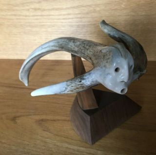 Iroquois Bone Carving - Russel Hill - Wind Spirit - Carved Deer Antler