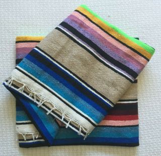 Striped Mexican Serape,  Cheerful Colors - Blanket,  Bedspread,  Throw,  Or Rug