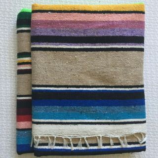 Striped Mexican Serape,  cheerful colors - blanket,  bedspread,  throw,  or rug 2