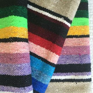 Striped Mexican Serape,  cheerful colors - blanket,  bedspread,  throw,  or rug 3