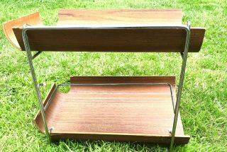Mallod Mid Century Modern Vintage Teak Filing Trays & Chrome Stand 3