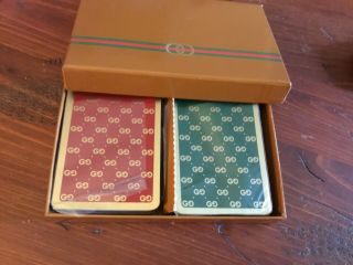 Rare Gucci 2 Decks Of Playing Cards Red & Green Logo Cards Italy