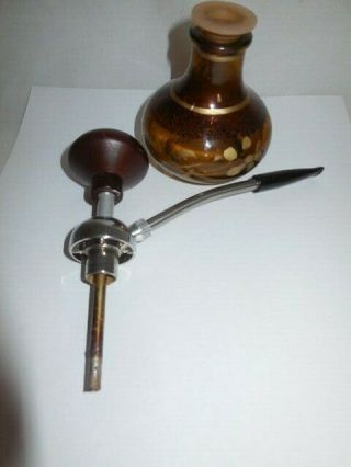 Vintage Hookah Amber Glass Water Pipe Bong 5 1/2 "
