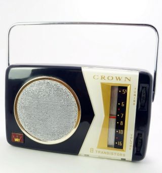 Crown Transistor Radio With Leather Case