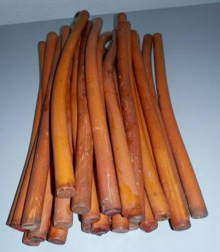 Old Amber German Bakelite / Catalin Rods,  Length 50 Cm,  Inside White 7570 G