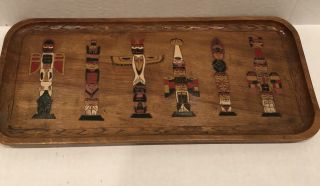 Totem Pole Wooden Hand Carved Tray North Westcoast Ceremonial