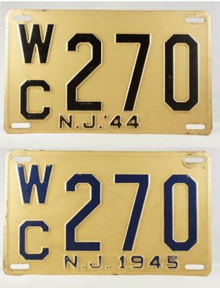 1944 - 1945 Jersey Passenger License Plates - - Matching