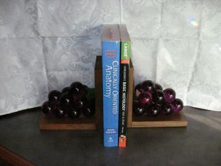 Mid Century Lucite Grapes Bookends Deep Purple 2