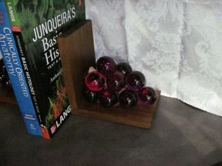 Mid Century Lucite Grapes Bookends Deep Purple 3