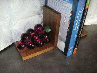 Mid Century Lucite Grapes Bookends Deep Purple 4