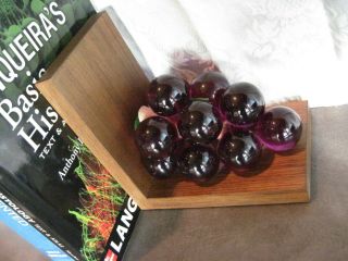 Mid Century Lucite Grapes Bookends Deep Purple 6