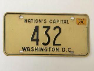 1970 District Of Columbia License Plate Washington Dc Low Number 3 Digit Natural