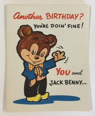 Vintage 1940s Birthday Card Humor Jack Benny Novo Laugh