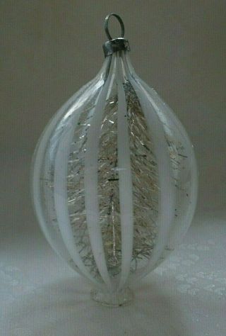Antique German Fadenglas Ornament With Tinsel Inside