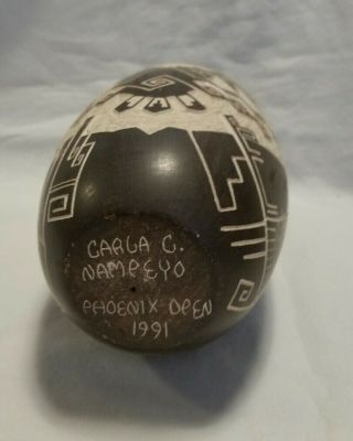 Hopi Pottery Carla Nampeyo Phoenix Open 1991 Incised Seed Signed with Basket 6