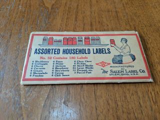 Vintage Salem Label Co.  Assorted Gummed Household Labels Near Full Book Kitchen
