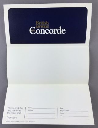 BRITISH AIRWAYS CONCORDE COMMENTS & SUGGESTIONS FORM VINTAGE 1970 ' S CROWN LOGO 2