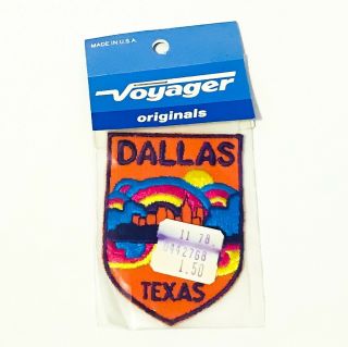 Vintage Voyager Dallas Souvenir Patch In Orange Rainbow