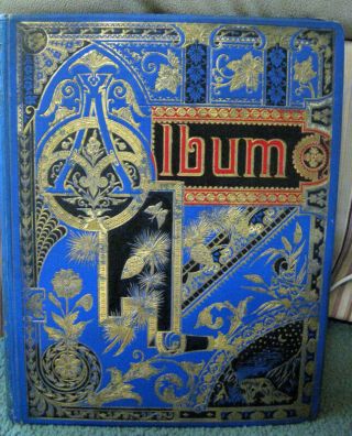 Antique Victorian Scrapbook Album With Trade Cards Die Cuts Ephemera 1800 