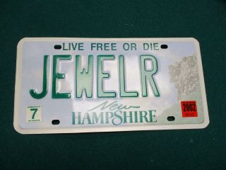 A,  2002 Hampshire Vanity License Plate " Jewelr " Jeweler Jewelry
