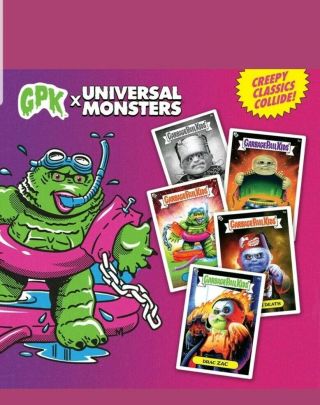 2019 SDCC GPK Complete 24 Sticker/Card Set Garbage Pail Kids Universal Monsters 2