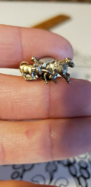 Vintage Cowboy Rodeo Horse Bull Brooch Pin Sterling Silver