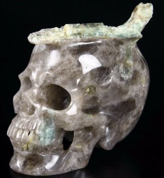 6.  0 " Aquamarine Carved Crystal Skull Sculpture,  Realistic,  Healing