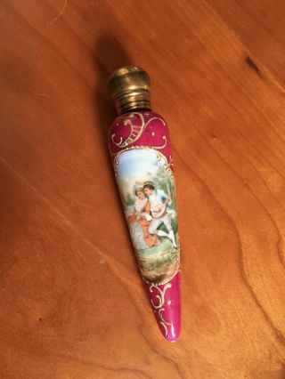 Antique Victorian Enamel Romantic Scent Perfume Bottle