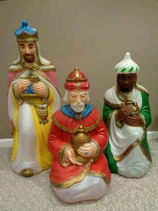 Nativity 3 Three Wisemen Kings Blow Molds General Foam Plastics Christmas
