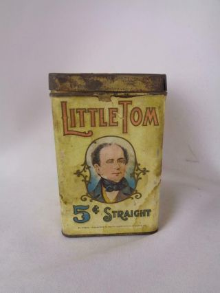 Antique Little Tom 5 Cent Straight Cigar Tin - Paper Label