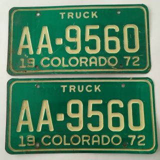 1972 Colorado Truck License Plate Pair Plates Commercial Yom Ford Chevy Dodge