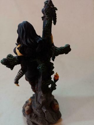 10x6 Gothic Temptress hanging on cross near torch Resin Statue 3
