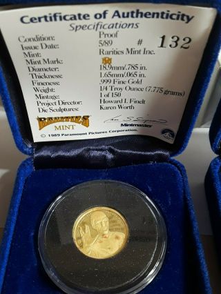 Classic Star Trek Full Set 1/4 Oz Pure Gold Proof Coin 1989 3