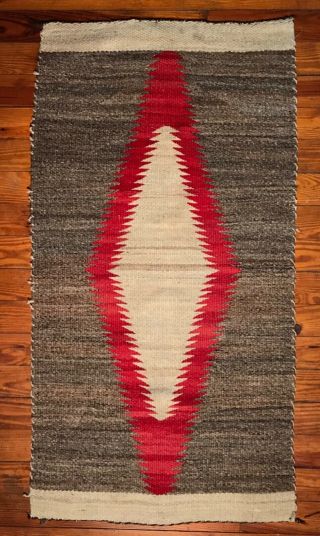 Handspun Navajo Rug,  Variegated Brown Background,  Excelent,  C1930