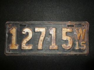 1915 Wisconsin License Plate No.  (12715) 12 - 1/4 " X 4 - 3/4 "