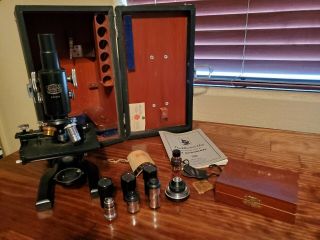 Antique Spencer Buffalo Microscope With Case And Accessories