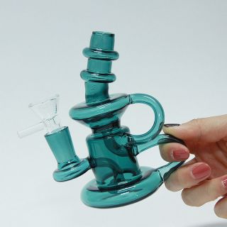 Glass Bong Recycler Heady Smoking Bongs Bubbler Water Pipe 14.  4mm Joint Hookah