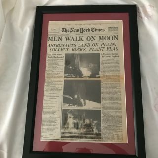 The York Times July 21 1969 Men Walk On Moon - Framed With Mat
