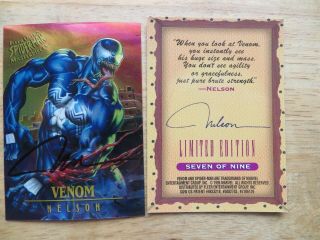 1995 Fleer Ultra Spider - Man Masterpieces Venom Chrome Card Signed Nelson,  Poa