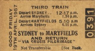 Railway Tickets A Trip From Sydney To Maryfields By The Old Nswgr In 1957