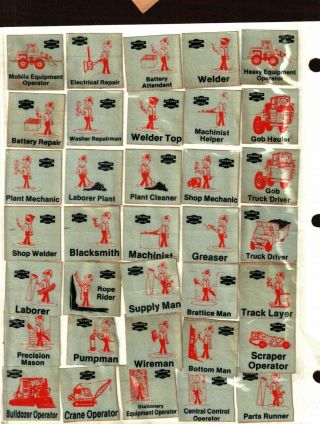 Huge Set Of 72 Job Classifications Freeman United C Coal Mining Stickers