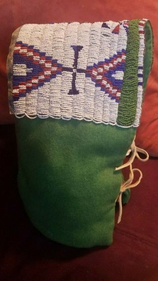 Old Infant Cradle Sioux Plains Native American Indian Hand Sewn Wool Beaded