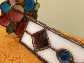 Vintage Stained Glass Kaleidoscope With Double Wheels Brass 4