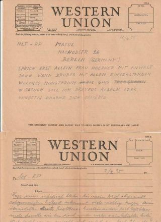 4 Western Union (marlene Dietrich Personal Telegram) 1935