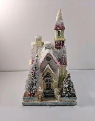 Cody Foster 14.  5 " Large Christmas Village Chapel Church & Bell Tower Winter 2