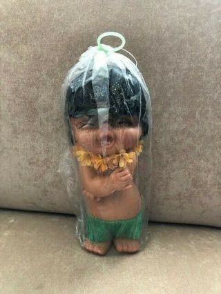 Vintage Rubber Hawaiian Hula Doll 9 1/2 