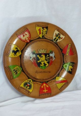 Folk Art Cities Germany Crests Coat Of Arms Decorative Wooden Plate Heidelberg