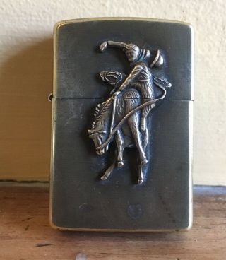 Vintage 1994 Zippo Marlboro Bronco Cowboy Brass Lighter